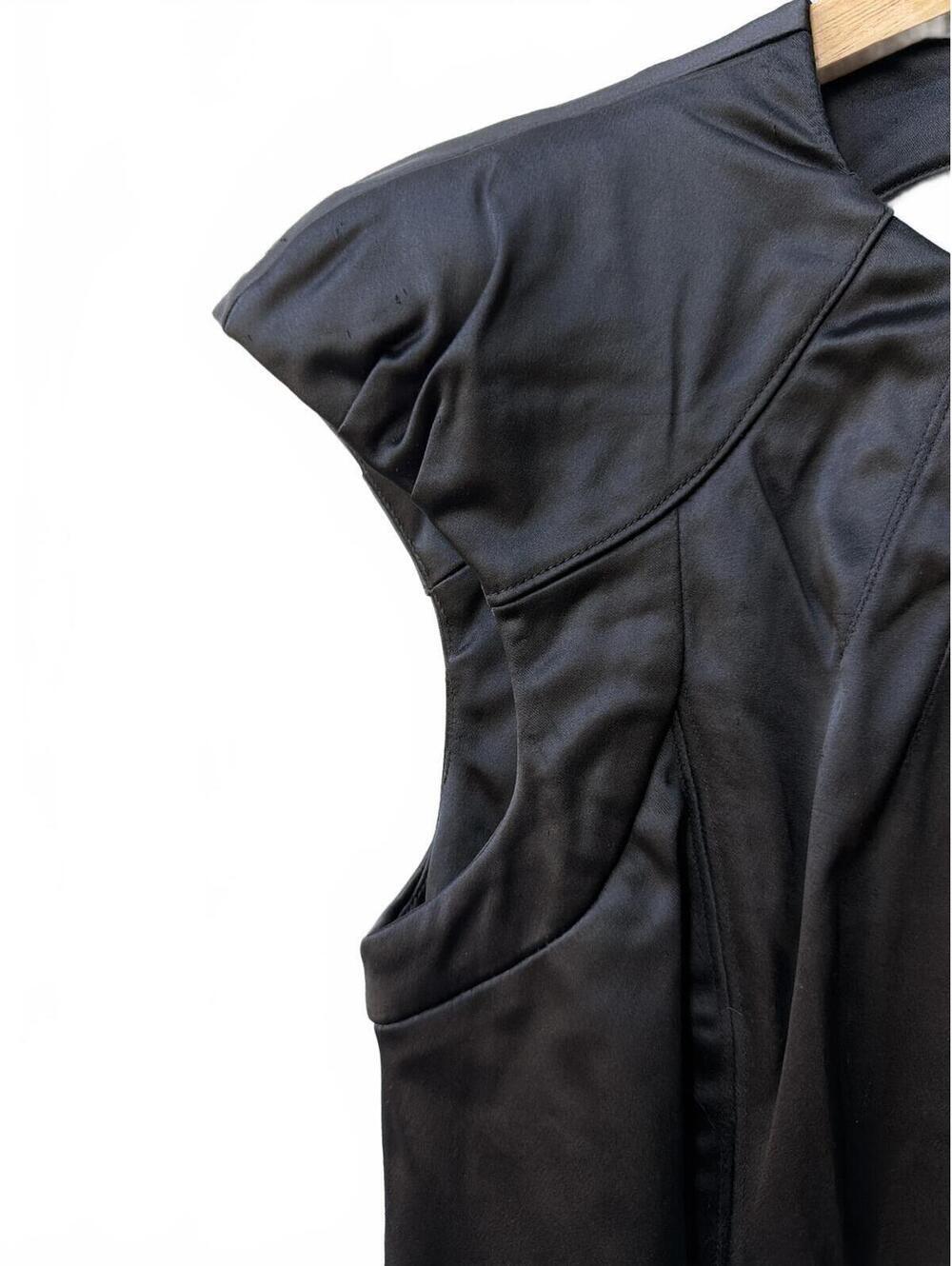 Bebe Black Satin Cutout Midi Dress S - Picture 4 of 9